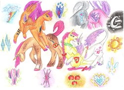 Size: 7014x5100 | Tagged: safe, artist:dawn22eagle, apple bloom, babs seed, diamond tiara, scootaloo, silver spoon, sweetie belle, classical unicorn, earth pony, pegasus, pony, unicorn, g4, absurd resolution, braid, braided tail, colored wings, colored wingtips, cutie mark, cutie mark crusaders, female, headcanon, horn, leonine tail, lesbian, palindrome get, ship:babscoot, ship:silvertiara, ship:sweetiebloom, shipping, tail, tail feathers, traditional art, wings