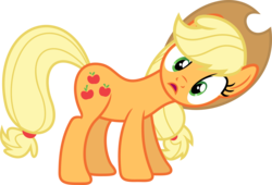 Size: 3560x2419 | Tagged: safe, artist:porygon2z, applejack, bloom & gloom, g4, female, head tilt, high res, simple background, solo, transparent background, vector