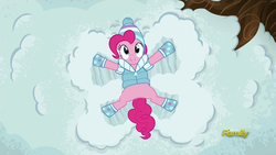 Size: 1920x1080 | Tagged: safe, screencap, pinkie pie, g4, tanks for the memories, snow, snow angel