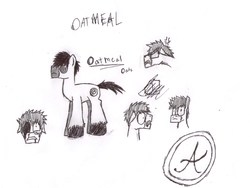 Size: 3193x2398 | Tagged: safe, artist:oatmeal155, oc, oc only, oc:cinnamon oats, oc:oat meal, concept art, doodle, high res, monochrome