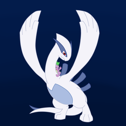 Size: 2000x2000 | Tagged: safe, artist:shinobiferret, spike, lugia, g4, crossover, high res, pokémon