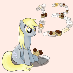 Size: 750x750 | Tagged: safe, artist:ratofdrawn, part of a set, derpy hooves, pegasus, pony, g4, 13, advent calendar, female, letter, mare, muffin, numbers, part of a series, solo