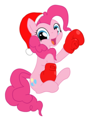 Size: 670x920 | Tagged: safe, artist:drizzlefag, pinkie pie, g4, boxing gloves, female, hat, santa hat, solo