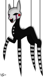 Size: 671x1191 | Tagged: safe, artist:faunafay, pony, five nights at aj's, crossover, five nights at aj's 2, five nights at freddy's, five nights at freddy's 2, marionette, pointy ponies, ponified, simple background, solo, the puppet, transparent background