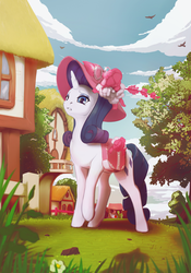 Size: 2067x2953 | Tagged: safe, artist:mechagen, rarity, g4, fanfic art, female, hat, high res, saddle bag, solo