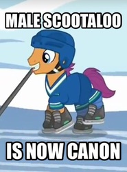 Size: 281x380 | Tagged: safe, screencap, forecheck, scootaloo, g4, tanks for the memories, image macro, meme, scootadad