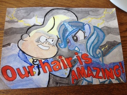 Size: 1280x960 | Tagged: safe, artist:willdrawforfood1, trixie, pony, unicorn, g4, crossover, female, gideon gleeful, gravity falls, male, mare, photo, traditional art