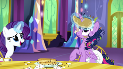 Size: 1920x1080 | Tagged: safe, artist:anon3434, edit, edited screencap, editor:anon3434, screencap, rarity, twilight sparkle, alicorn, pony, castle sweet castle, g4, diaper, diaper edit, diaper fetish, female, horn, horn impalement, i'm pancake, mare, non-baby in diaper, pancakes, poofy diaper, show accurate, twilight sparkle (alicorn)