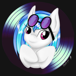 Size: 1320x1320 | Tagged: safe, artist:peppermintgraph, dj pon-3, vinyl scratch, pony, unicorn, g4, cute, female, hooves, horn, looking at you, mare, portrait, smiling, solo, sunglasses