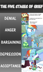 Size: 1200x2006 | Tagged: safe, edit, edited screencap, screencap, rainbow dash, tank, g4, tanks for the memories, angry, bargaining, caption, comic, denial, depression, discovery family logo, do i look angry, fridge brilliance, grief, mind blown, screencap comic
