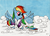 Size: 2000x1455 | Tagged: safe, artist:ecmonkey, rainbow dash, tank, pegasus, pony, tortoise, g4, tanks for the memories, bathrobe, book, clothes, cloud, cute, dashabetes, on a cloud, robe, slippers, traditional art