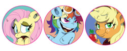 Size: 1280x520 | Tagged: safe, artist:greenwiggly, applejack, fluttershy, rainbow dash, g4