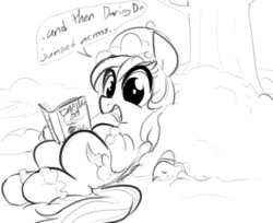 Size: 831x677 | Tagged: safe, artist:dotkwa, rainbow dash, tank, g4, tanks for the memories, book, grayscale, monochrome