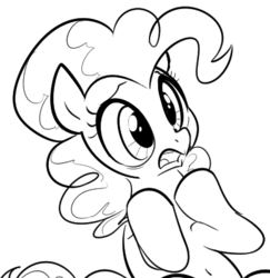 Size: 388x400 | Tagged: safe, artist:dotkwa, pinkie pie, g4, female, grayscale, monochrome, solo