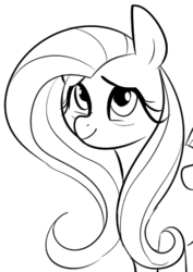 Size: 297x420 | Tagged: safe, artist:dotkwa, fluttershy, g4, female, grayscale, monochrome, solo