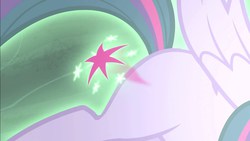 Size: 1365x768 | Tagged: safe, screencap, twilight sparkle, alicorn, pony, g4, my little pony: friendship is magic, the cutie map, cutie mark, cutie unmarking, female, magic, mare, stealing, twilight sparkle (alicorn)