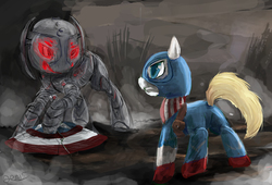 Size: 12759x8651 | Tagged: safe, artist:owlvortex, absurd resolution, avengers: age of ultron, captain america, marvel, ponified, the avengers, ultron