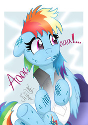 Size: 920x1300 | Tagged: safe, artist:joakaha, rainbow dash, g4, tanks for the memories, clothes, female, lab coat, solo