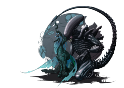Size: 3507x2480 | Tagged: safe, artist:rem-jericho, queen chrysalis, alien, changeling, changeling queen, xenomorph, g4, alien (franchise), blushing, crossover, crossover shipping, eyes closed, female, high res, male, shipping, straight