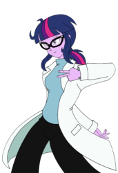 Size: 580x850 | Tagged: safe, artist:combatkaiser, sci-twi, twilight sparkle, equestria girls, g4, my little pony equestria girls: rainbow rocks, clothes, glasses, lab coat, pose, simple background, transparent background