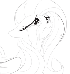 Size: 477x508 | Tagged: safe, artist:dotkwa, fluttershy, g4, crying, female, grayscale, monochrome, solo