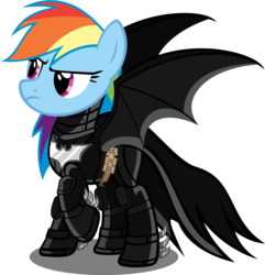 Size: 6000x6221 | Tagged: safe, artist:haloheros, rainbow dash, pony, g4, absurd resolution, batman, crossover, female, mare, simple background, solo, transparent background, unmasked, vector