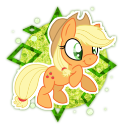 Size: 1024x1024 | Tagged: safe, artist:kazziepones, applejack, g4, chibi, female, rearing, simple background, solo, transparent background