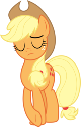 Size: 6000x9359 | Tagged: safe, artist:dasprid, applejack, earth pony, pony, g4, tanks for the memories, absurd resolution, applejack cries on the inside, crying inside, female, sad, simple background, solo, transparent background, vector