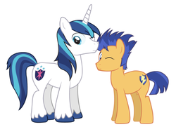 Size: 540x391 | Tagged: safe, artist:dm29, flash sentry, shining armor, g4, cute, duo, race swap, wink