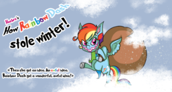 Size: 1000x538 | Tagged: safe, artist:alicethezombie, artist:tengi-alice, rainbow dash, g4, tanks for the memories, dr. seuss, evil smile, how the grinch stole christmas, rainbow grinch, the grinch