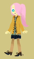 Size: 880x1500 | Tagged: safe, artist:magneticskye, fluttershy, equestria girls, g4, alternate clothes, alternate hairstyle, cute, female, lineless, looking at you, open mouth, simple background, solo, teeth