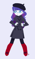 Size: 880x1500 | Tagged: safe, artist:magneticskye, rarity, equestria girls, alternate clothes, alternate hairstyle, beatnik, beatnik rarity, beret, boots, clothes, coat, fabulous, female, hat, lineless, simple background, solo