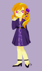 Size: 880x1500 | Tagged: safe, artist:magneticskye, adagio dazzle, equestria girls, g4, alternate clothes, alternate hairstyle, female, flower, lineless, looking at you, simple background, smiling, solo