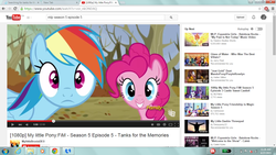 Size: 1366x768 | Tagged: source needed, useless source url, safe, pinkie pie, rainbow dash, equestria girls, g4, tanks for the memories, logo, looking at you, youtube, youtube link