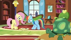 Size: 1279x712 | Tagged: safe, screencap, fluttershy, rainbow dash, tank, g4, tanks for the memories, meme, youtube caption