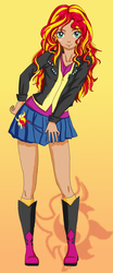 Size: 1165x2791 | Tagged: safe, artist:erim-kawamori, sunset shimmer, human, g4, clothes, humanized, school uniform, skirt