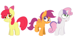 Size: 2460x1241 | Tagged: safe, artist:befishproductions, apple bloom, scootaloo, sweetie belle, g4, adorabloom, cute, cutealoo, cutie mark crusaders, diasweetes, simple background, transparent background