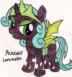 Size: 931x1002 | Tagged: artist needed, safe, oc, oc only, oc:princess larva, changeling, changeling queen, changeling queen oc, female, simple background