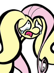 Size: 1800x2400 | Tagged: safe, artist:quantumpinkie, fluttershy, g4, big ears, crying, female, impossibly large ears, solo, stylized