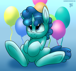 Size: 3000x2800 | Tagged: safe, artist:neoncel, party favor, pony, g4, balloon, cute, favorbetes, high res, male, sitting, solo, underhoof