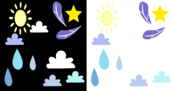 Size: 1744x919 | Tagged: safe, artist:cheezedoodle96, clear skies, fluffy clouds, open skies, sunshower, g4, tanks for the memories, .svg available, cutie mark, simple background, svg, transparent background, vector