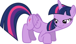 Size: 3551x2074 | Tagged: safe, artist:porygon2z, twilight sparkle, alicorn, pony, g4, bedroom eyes, bent over, female, folded wings, high res, mare, simple background, solo, transparent background, twilight sparkle (alicorn), vector, wings