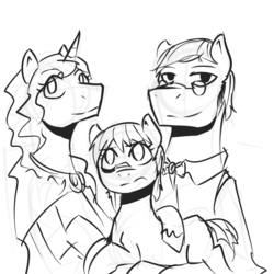 Size: 900x900 | Tagged: safe, artist:stupidyou3, oc, oc only, oc:chiclet, ask ponyville hunters, monochrome