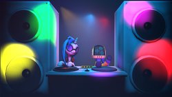 Size: 1191x670 | Tagged: safe, artist:the-lunar-brony, dj pon-3, rarity, vinyl scratch, g4, 3d, daft rarity, source filmmaker