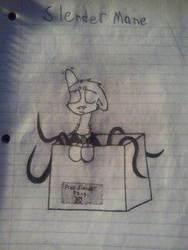Size: 243x324 | Tagged: safe, artist:guildedcrown, pony, box, lined paper, monochrome, ponified, slenderman, slendermane, solo, traditional art