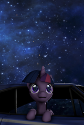 Size: 1440x2157 | Tagged: safe, artist:zigidi94, twilight sparkle, alicorn, pony, g4, 3d, car, female, mare, night, source filmmaker, stars, twilight sparkle (alicorn)