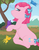 Size: 5100x6600 | Tagged: safe, artist:civwub, pinkie pie, butterfly, g4, absurd resolution, filly, pinkamena diane pie, ribbon, sitting, younger