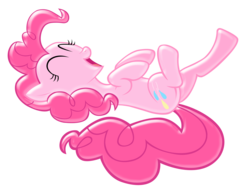 Size: 2000x1520 | Tagged: safe, artist:jaelachan, artist:nollaig, pinkie pie, g4, female, giggling, on back, rubber, simple background, solo, transparent background, vector