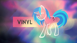 Size: 1920x1080 | Tagged: safe, artist:azery, artist:up1ter, edit, dj pon-3, vinyl scratch, pony, unicorn, g4, cutie mark, eyes closed, female, hooves, horn, mare, solo, text, vector, wallpaper, wallpaper edit