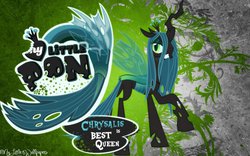 Size: 1024x640 | Tagged: safe, artist:xxstrawberry-rosexx, queen chrysalis, changeling, changeling queen, g4, best pony, emblem, female, simple background, vector, wallpaper
